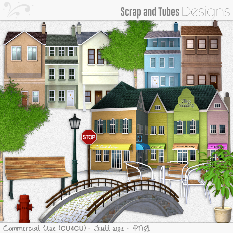 Village Shopping Clipart - Click Image to Close